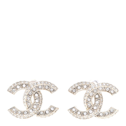 Chanel Crystal Textured CC Earrings Gold 1 of 5