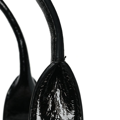 Marc Jacobs Shiny Calfskin Faux Shearling Small The Traveler Tote Bag Black 10 of 10