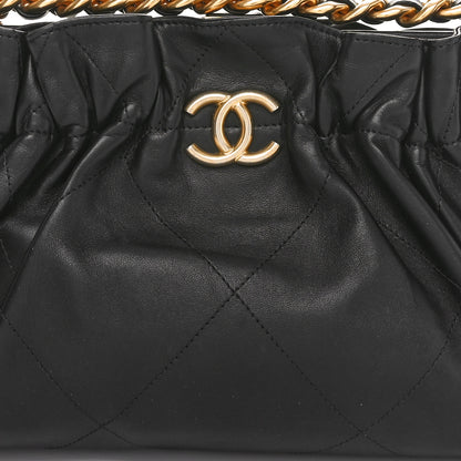 Chanel Lambskin Chain Kiss Lock Clutch Black 8 of 10