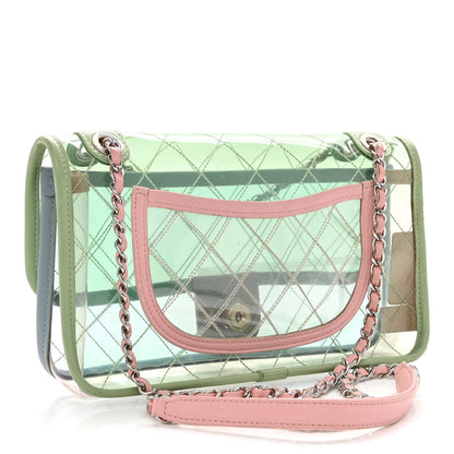 Chanel Lambskin PVC Quilted Medium Coco Splash Flap Blue Green 3 of 11