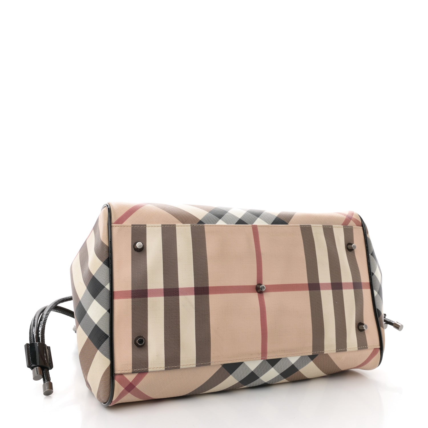 Burberry Patent Nova Check Small Bilmore Tote Black 4 of 12