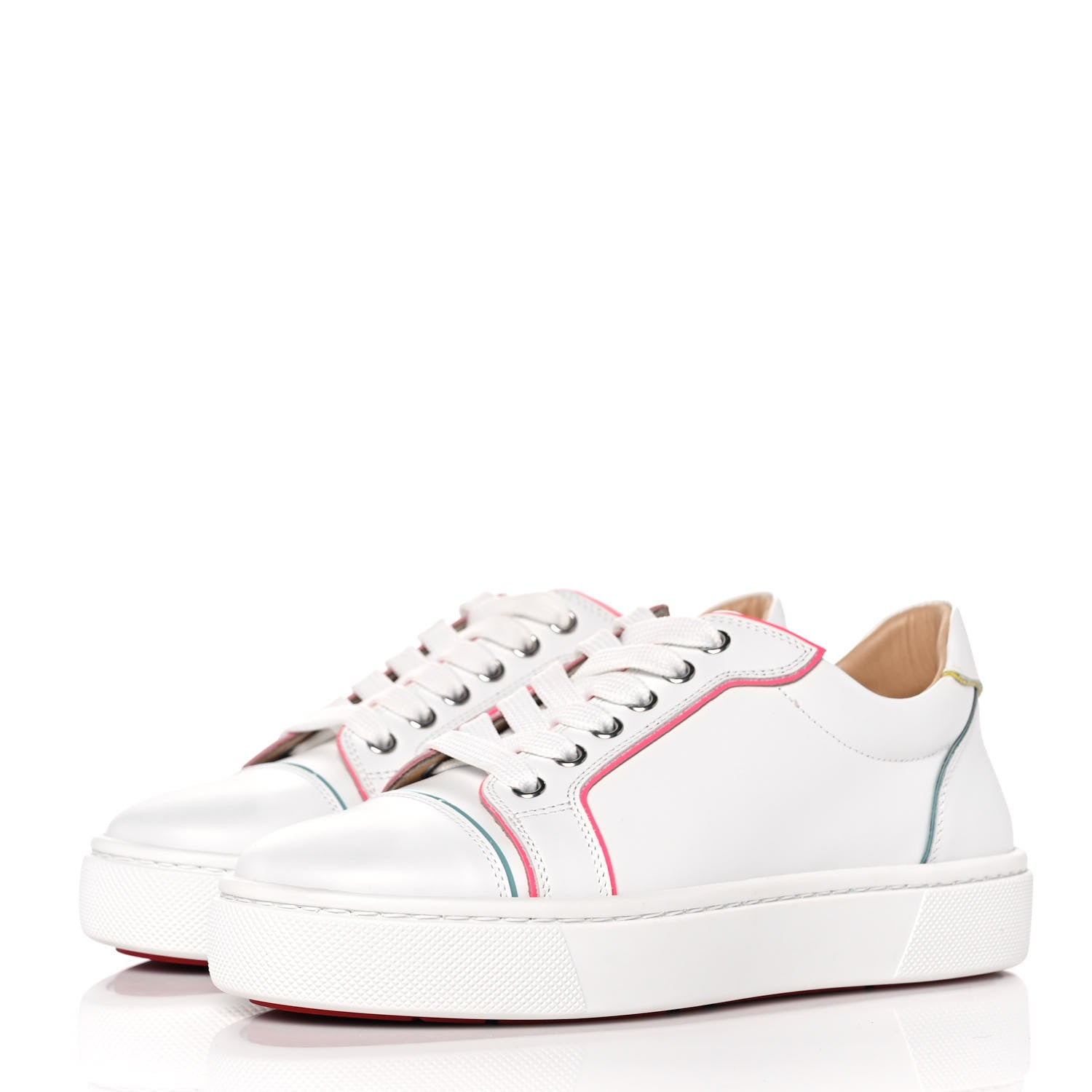 Christian Louboutin Calfskin Patent Vieirissima Flat Sneakers 37 White Multicolor 3 of 7
