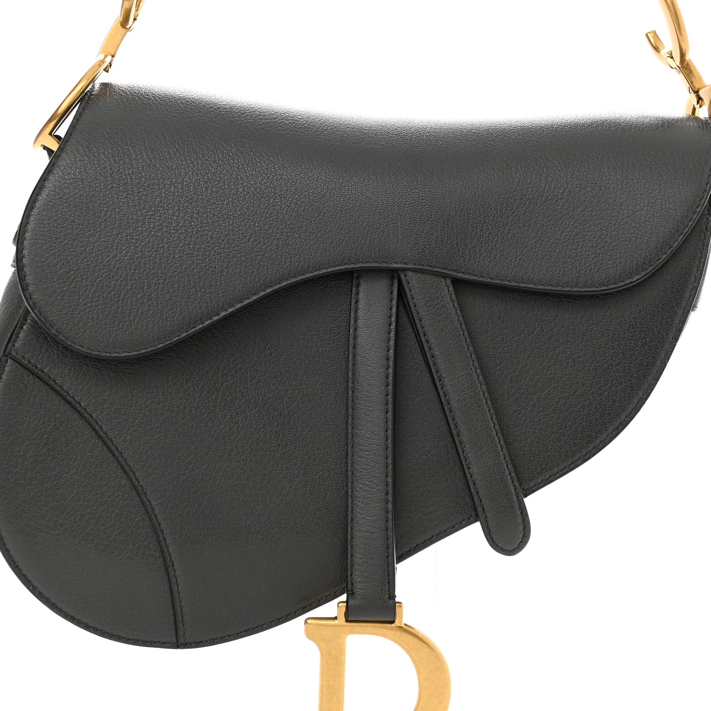 Shiny Goatskin Saddle Bag Grey
