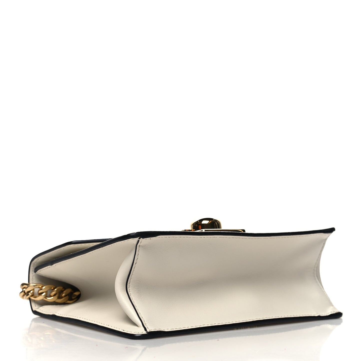Saffiano Soft Calfskin Chain Shoulder Bag White