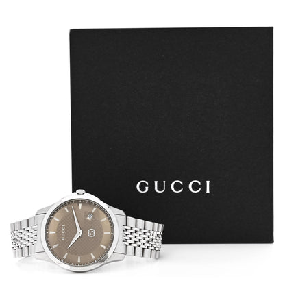 Gucci Stainless Steel 40mm G-Timeless Quartz Watch Brown 5 of 5