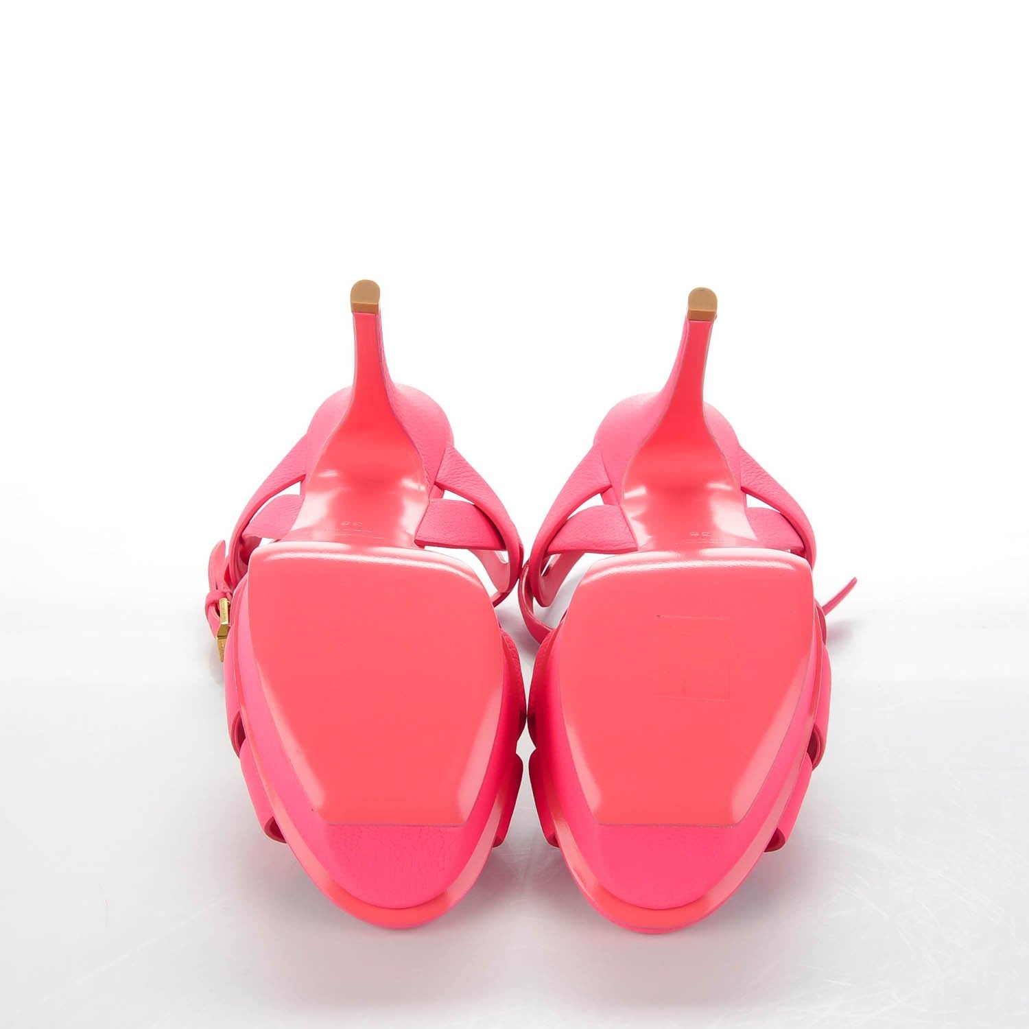 Saint Laurent Grained Calfskin Tribute 75 Platform Sandals 38 Rose Clair 6 of 8