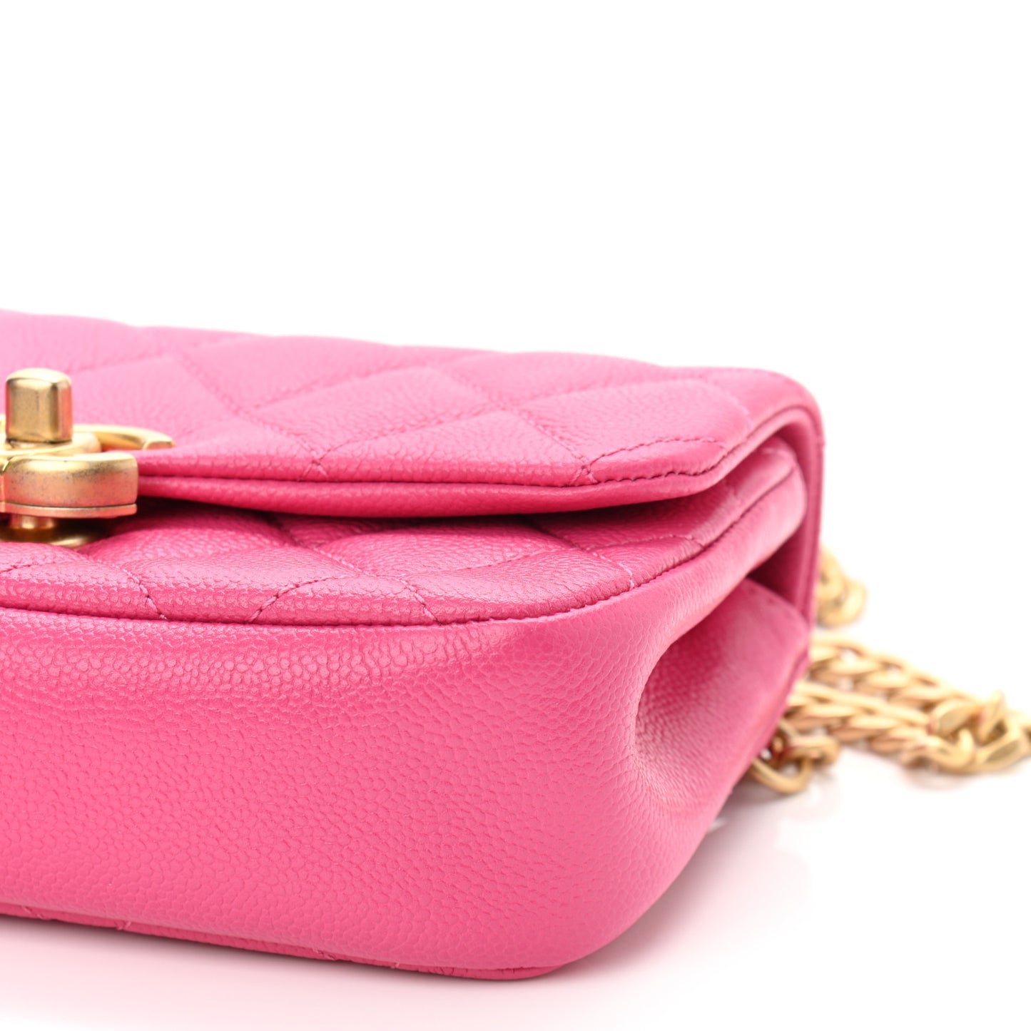 Caviar Quilted Chain Melody Waist Belt Bag Dark Pink