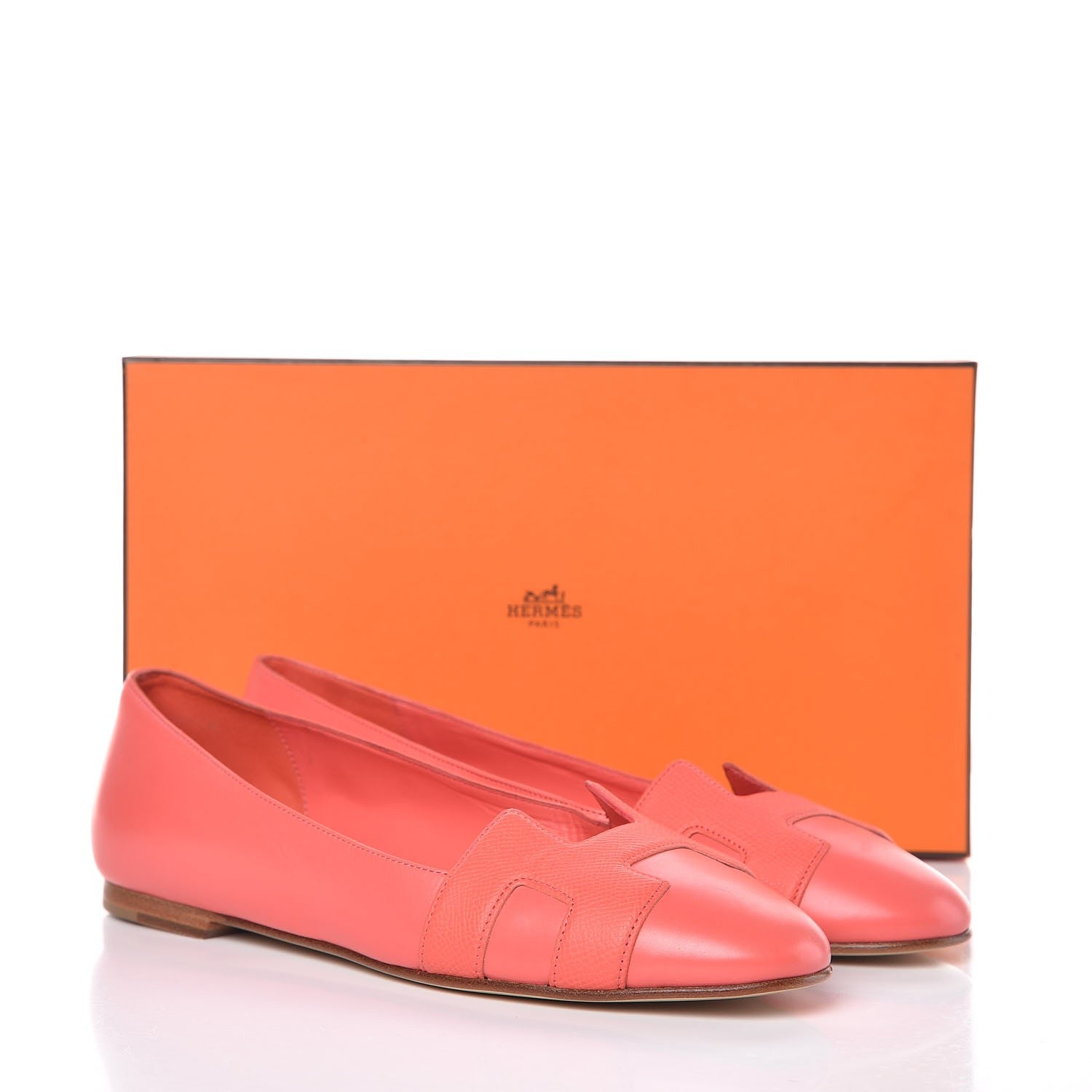 Hermes Calfskin Epsom Nice Ballerina Flats 37.5 Sorbet 10 of 10