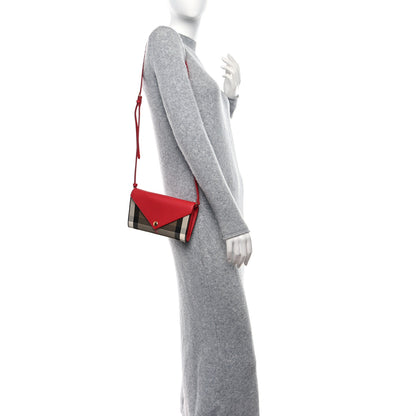 Burberry Calfskin House Check Hannah Wallet with Detachable Strap Bright Red 2 of 8