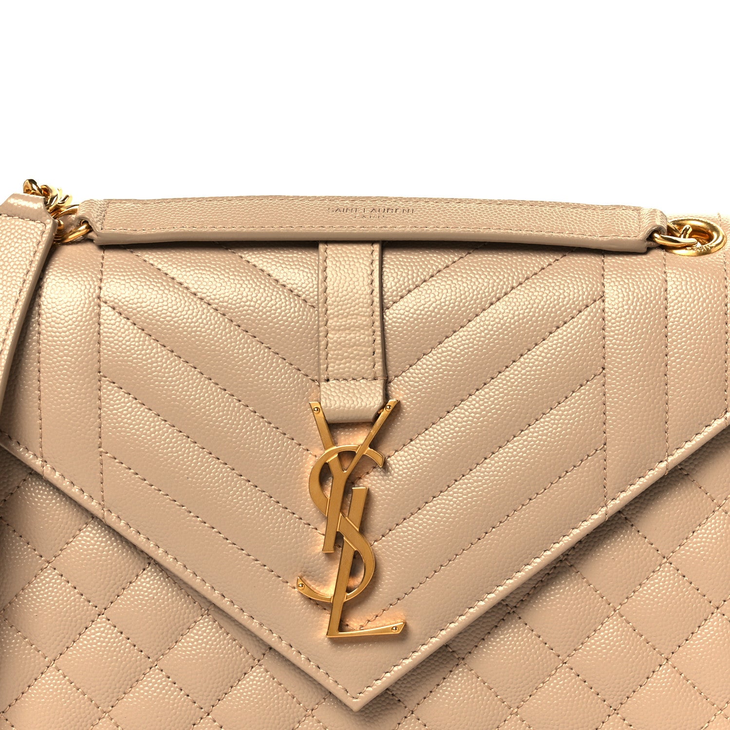 Saint Laurent Grain De Poudre Textured Mixed Matelasse Medium Triquilt Monogram Satchel Dark Latte 9 of 12