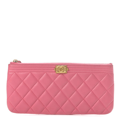 Chanel Lambskin Quilted Small Boy Zipped Pouch Pink 1 of 11