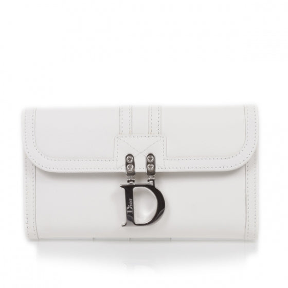 Leather Cannage D Charm Wallet White