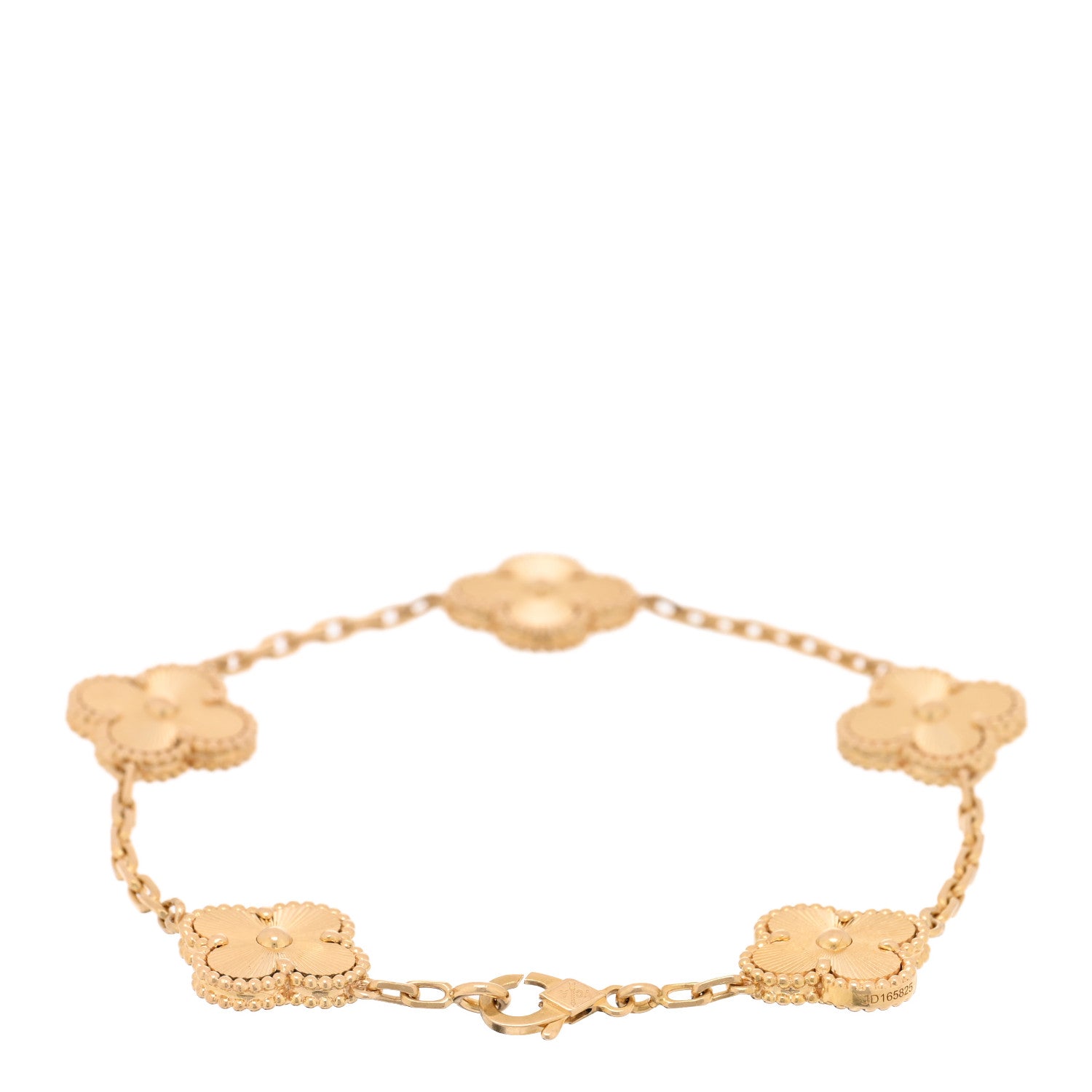 Van Cleef & Arpels 18K Yellow Gold 5 Motifs Guilloche Vintage Alhambra Bracelet 2 of 4