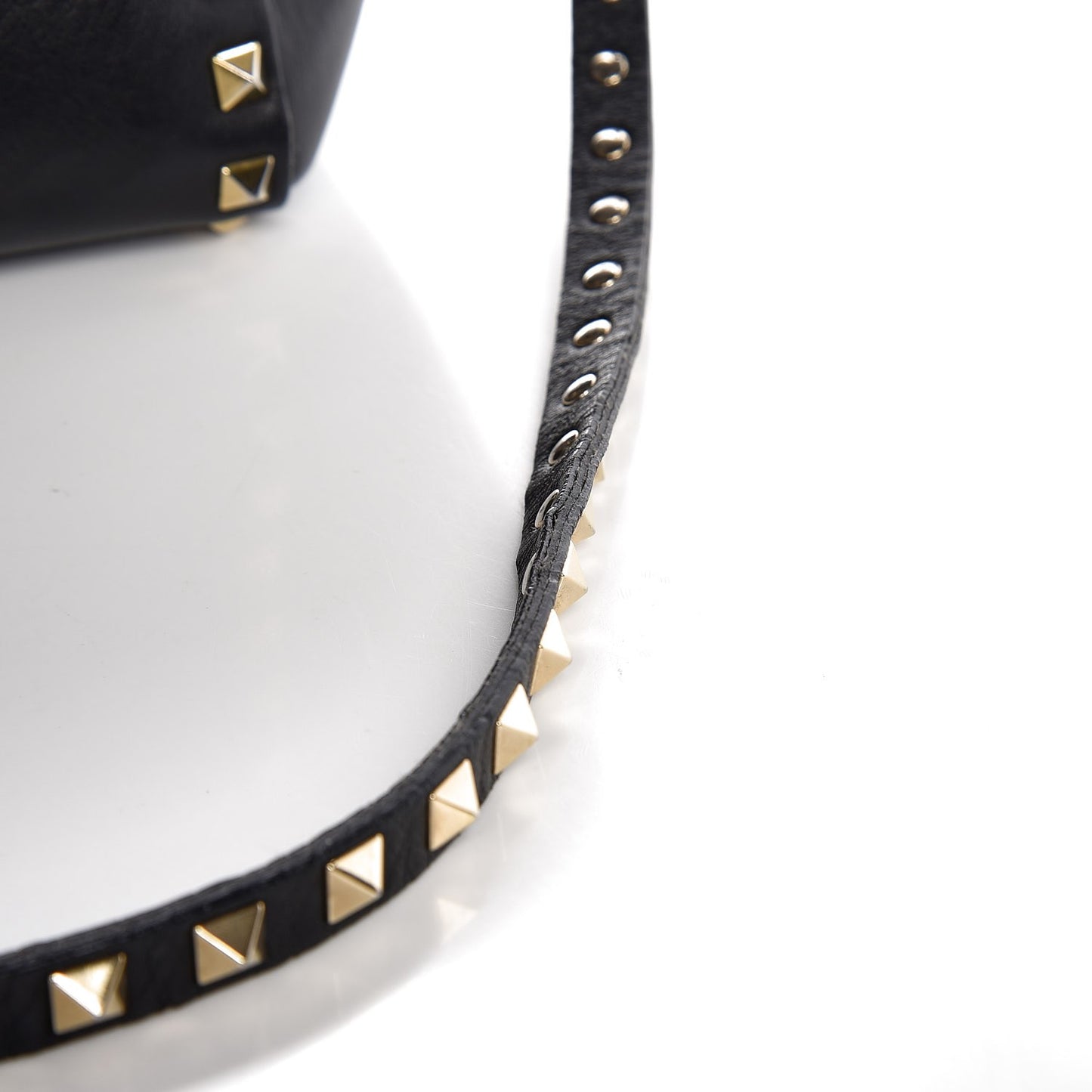 Vitello Small Rockstud Double Handle Tote Black