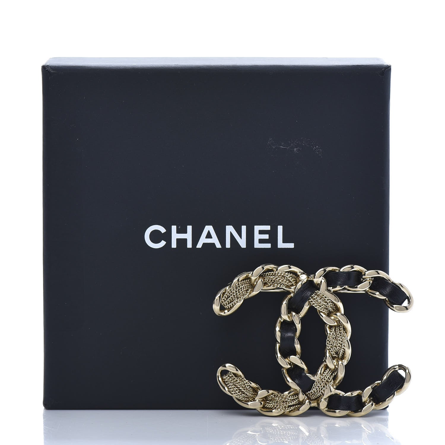 Chanel Metal Chain French New Wave CC Brooch Black Gold 5 of 5