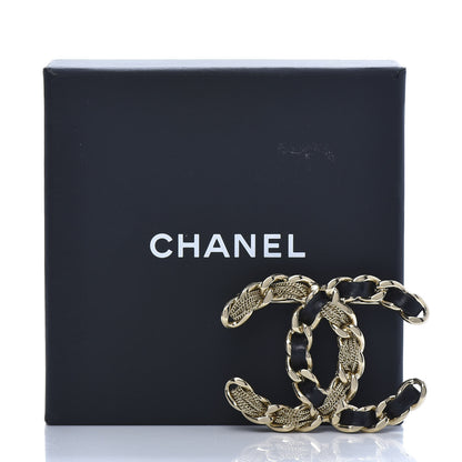 Chanel Metal Chain French New Wave CC Brooch Black Gold 5 of 5