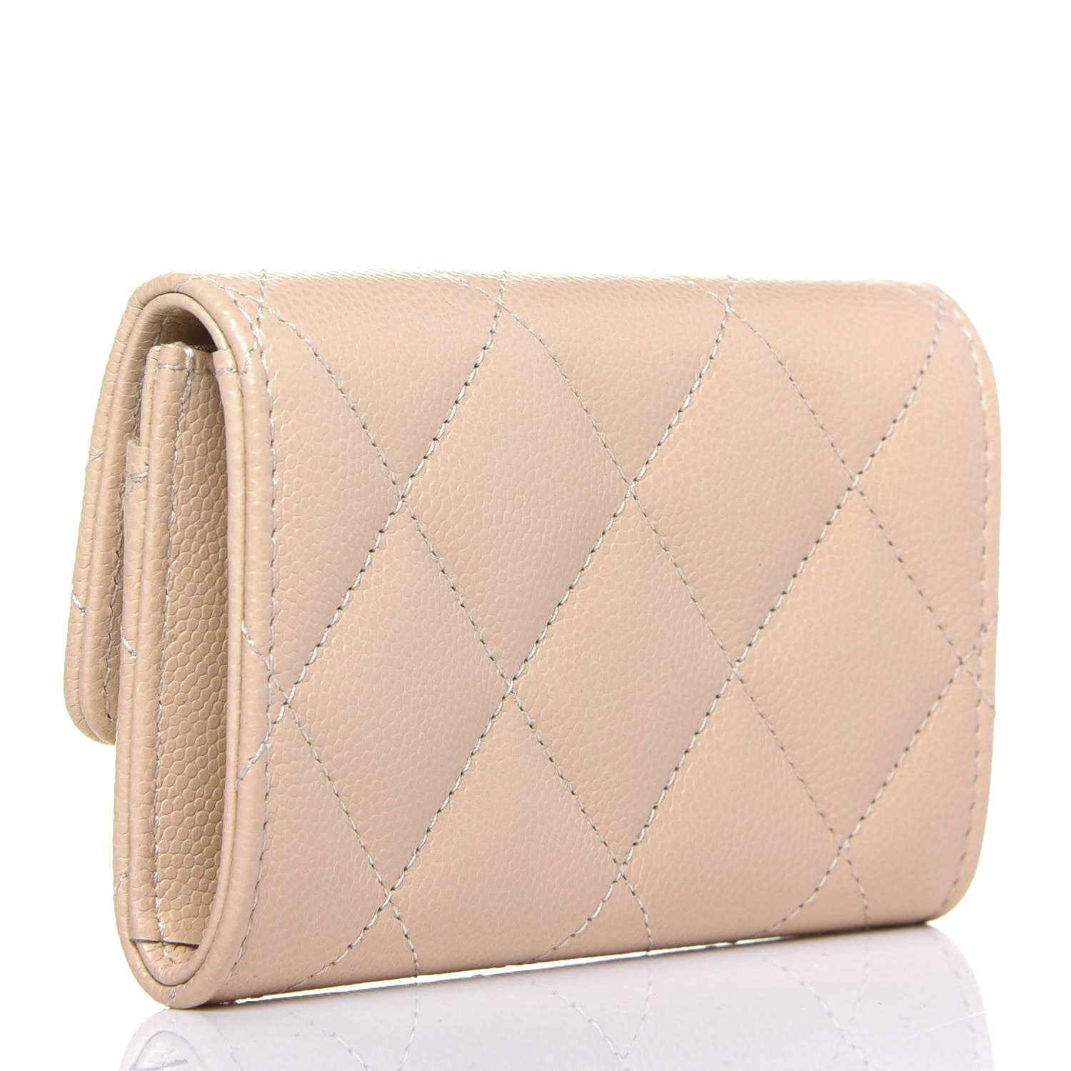 Chanel Caviar Pearl Quilted Coco Candy Flap Card Holder Beige 3 of 12