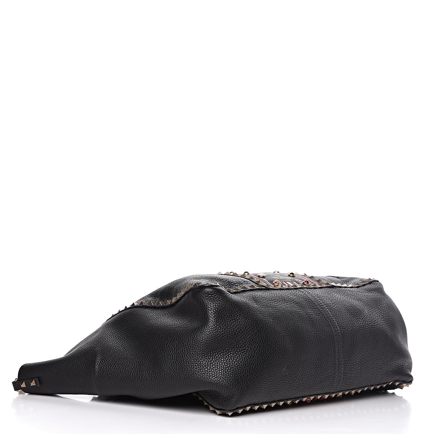 Valentino Garavani Grained Calfskin Tribal Large Rockstud Rolling Crossbody Tote Black 4 of 17