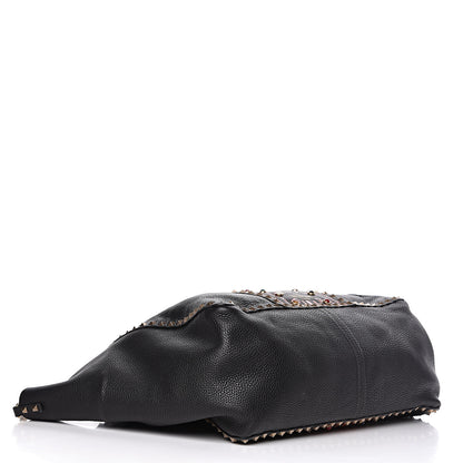 Valentino Garavani Grained Calfskin Tribal Large Rockstud Rolling Crossbody Tote Black 4 of 17