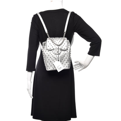 Chanel Metallic Lambskin Chevron Quilted Studded Stud Wars Backpack Silver 2 of 10