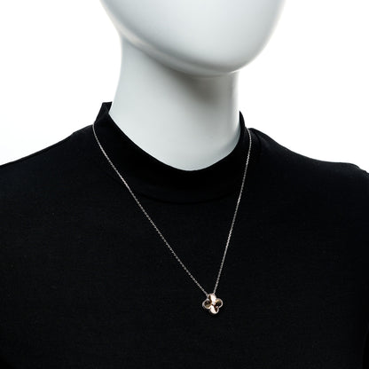 Van Cleef & Arpels 18K White Rose Gold Diamond Guilloche Vintage Alhambra Pendant Necklace 2 of 5