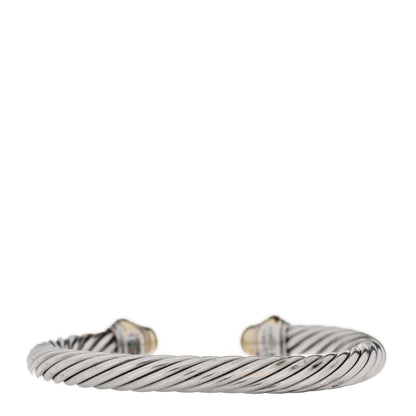 David Yurman Sterling Silver 14K Yellow Gold 7mm Cable Classics Dome Bracelet 3 of 5