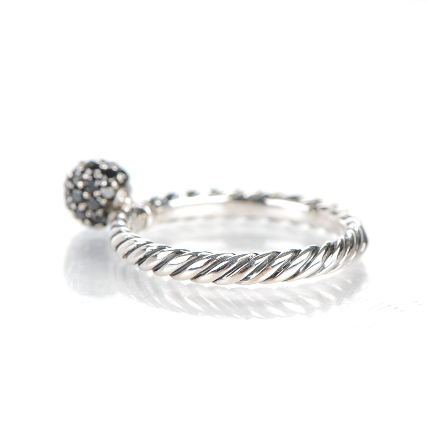 Sterling Silver Black Diamond 6mm Element Ball Ring 53 6.5