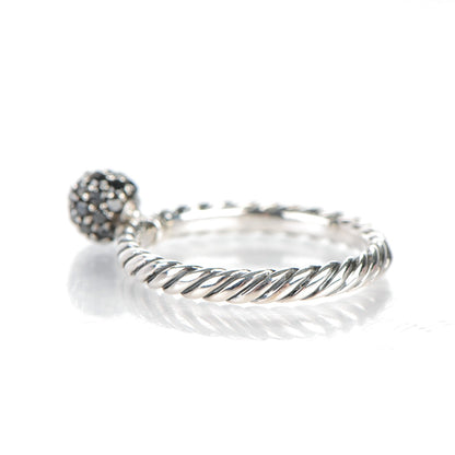 David Yurman Sterling Silver Black Diamond 6mm Element Ball Ring 53 6.5 3 of 4