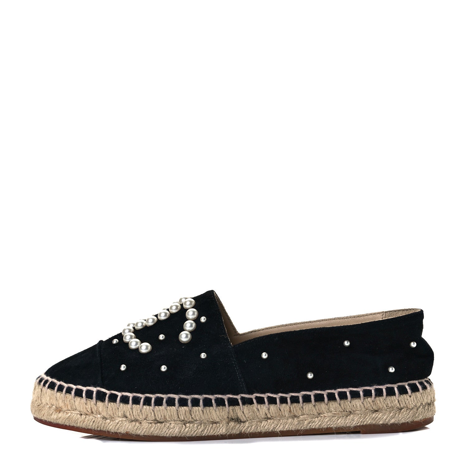 Chanel Suede Pearl CC Espadrilles 37 Black 1 of 9