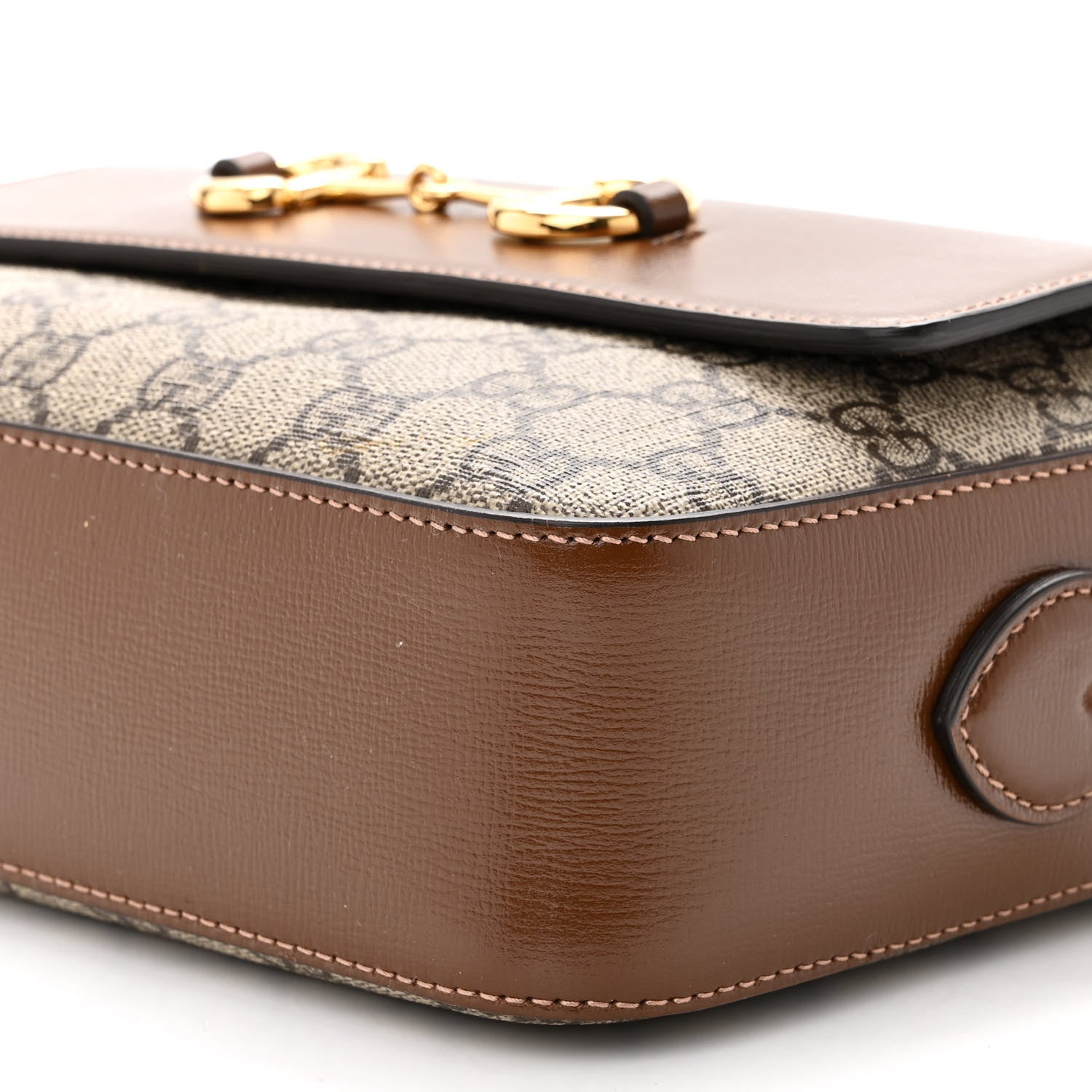 Gucci GG Supreme Monogram Small Horsebit 1955 Shoulder Bag Beige Brown Sugar 10 of 10