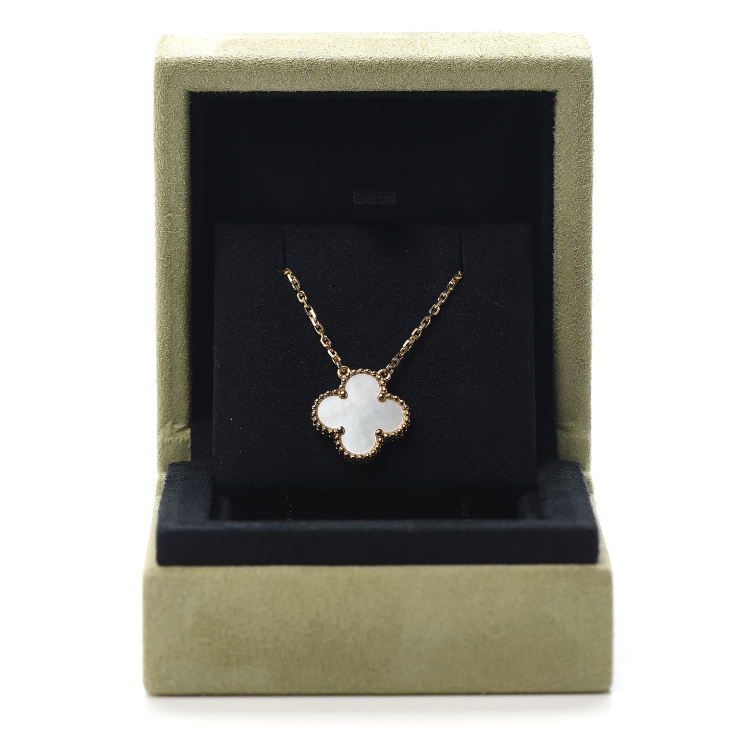 Van Cleef & Arpels 18K Yellow Gold Mother of Pearl Vintage Alhambra Pendant Necklace 7 of 7