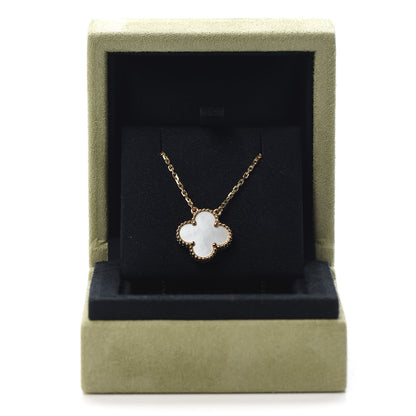 Van Cleef & Arpels 18K Yellow Gold Mother of Pearl Vintage Alhambra Pendant Necklace 7 of 7