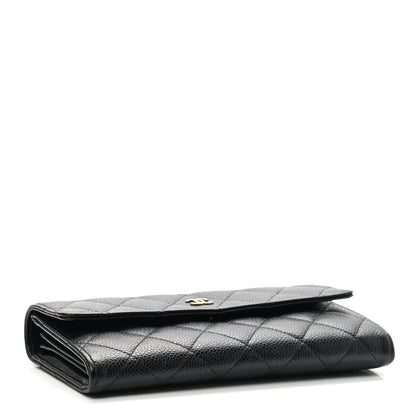 Chanel Caviar Quilted Large Gusset Flap Wallet Black 3 of 10