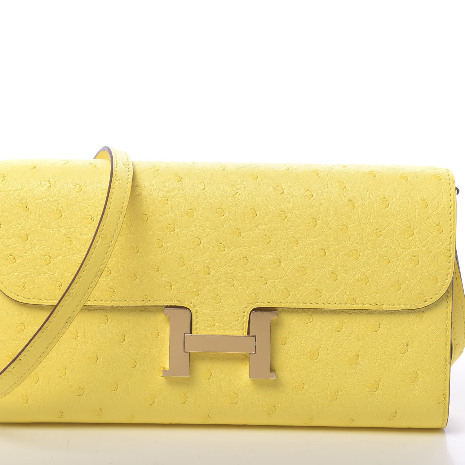 Hermes Ostrich Constance Long Wallet To Go Jaune Citron 10 of 11