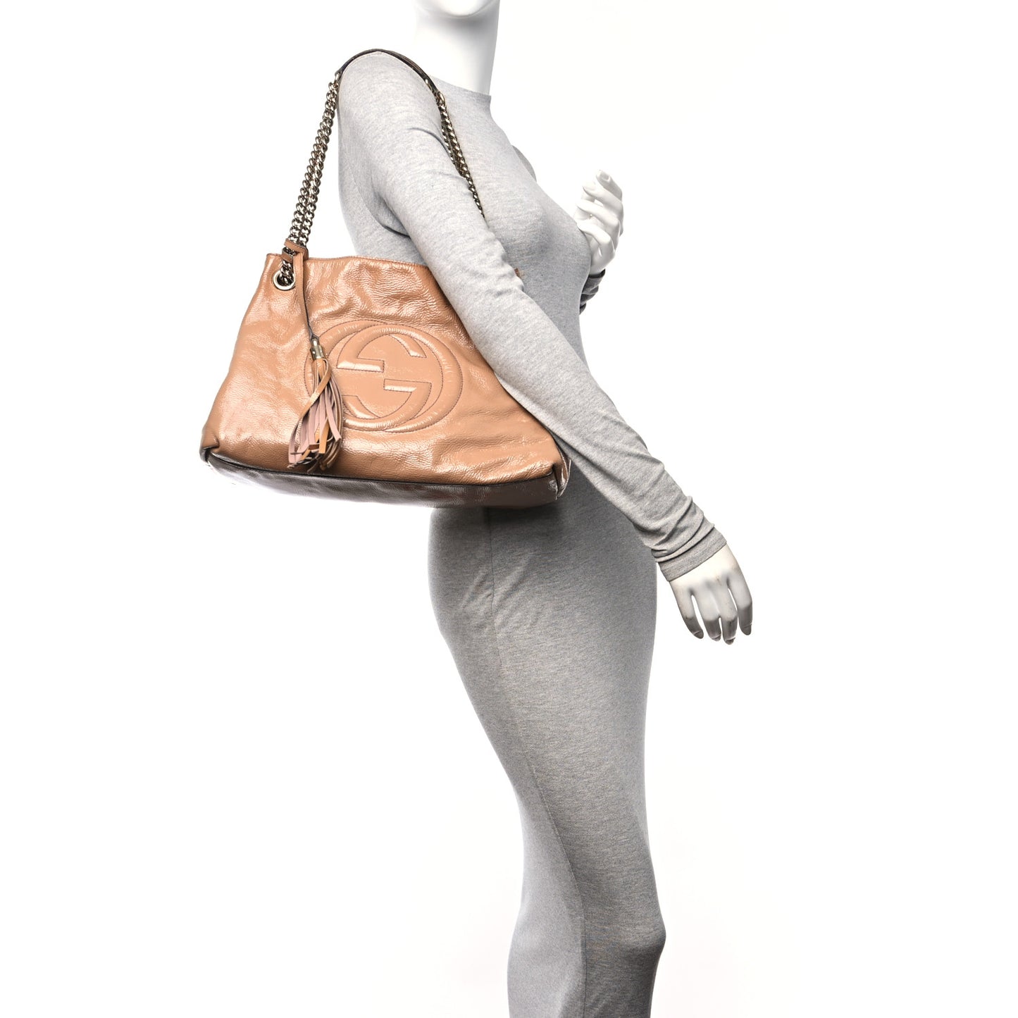 Vernice Naplack Medium Soho Chain Shoulder Bag Dark Cipria