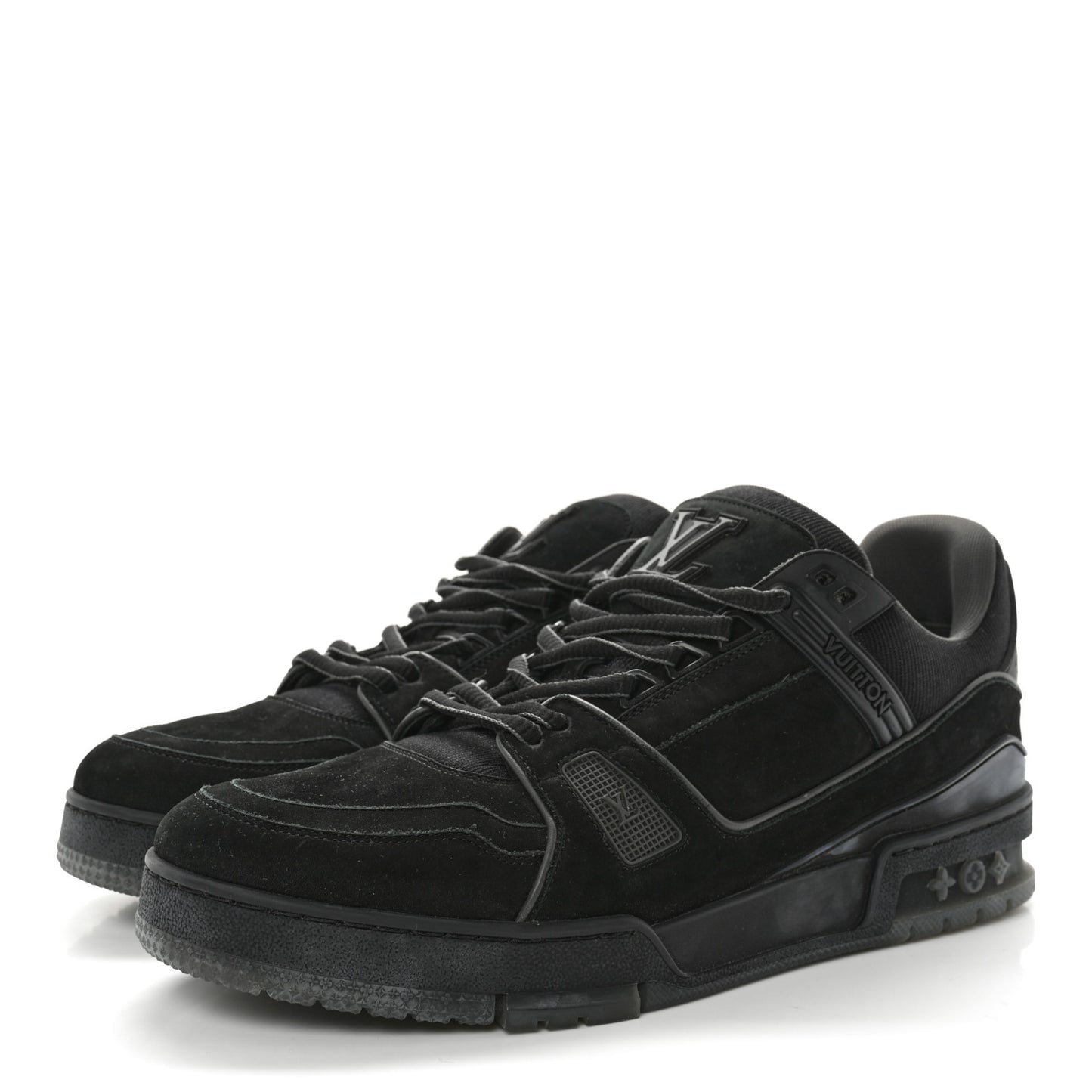 Calfskin Suede Mens LV Trainer Sneakers 9.5 Black