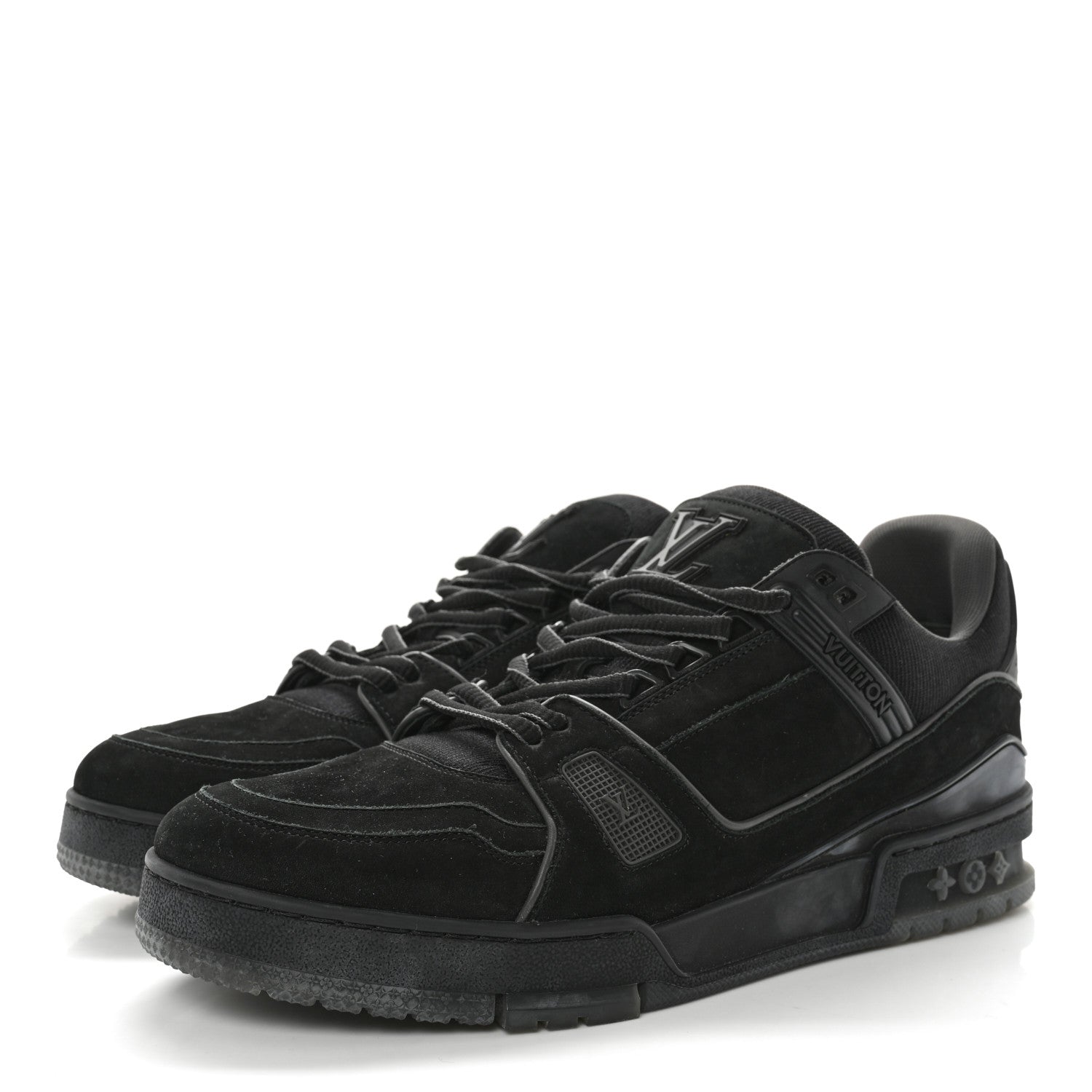 Louis Vuitton Calfskin Suede Mens LV Trainer Sneakers 9.5 Black 3 of 10