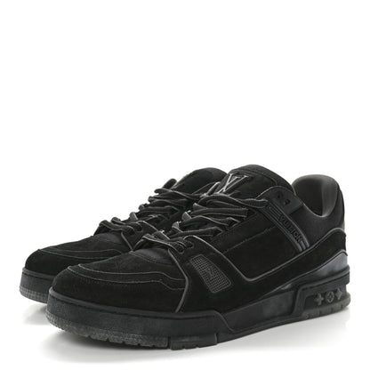 Louis Vuitton Calfskin Suede Mens LV Trainer Sneakers 9.5 Black 3 of 10