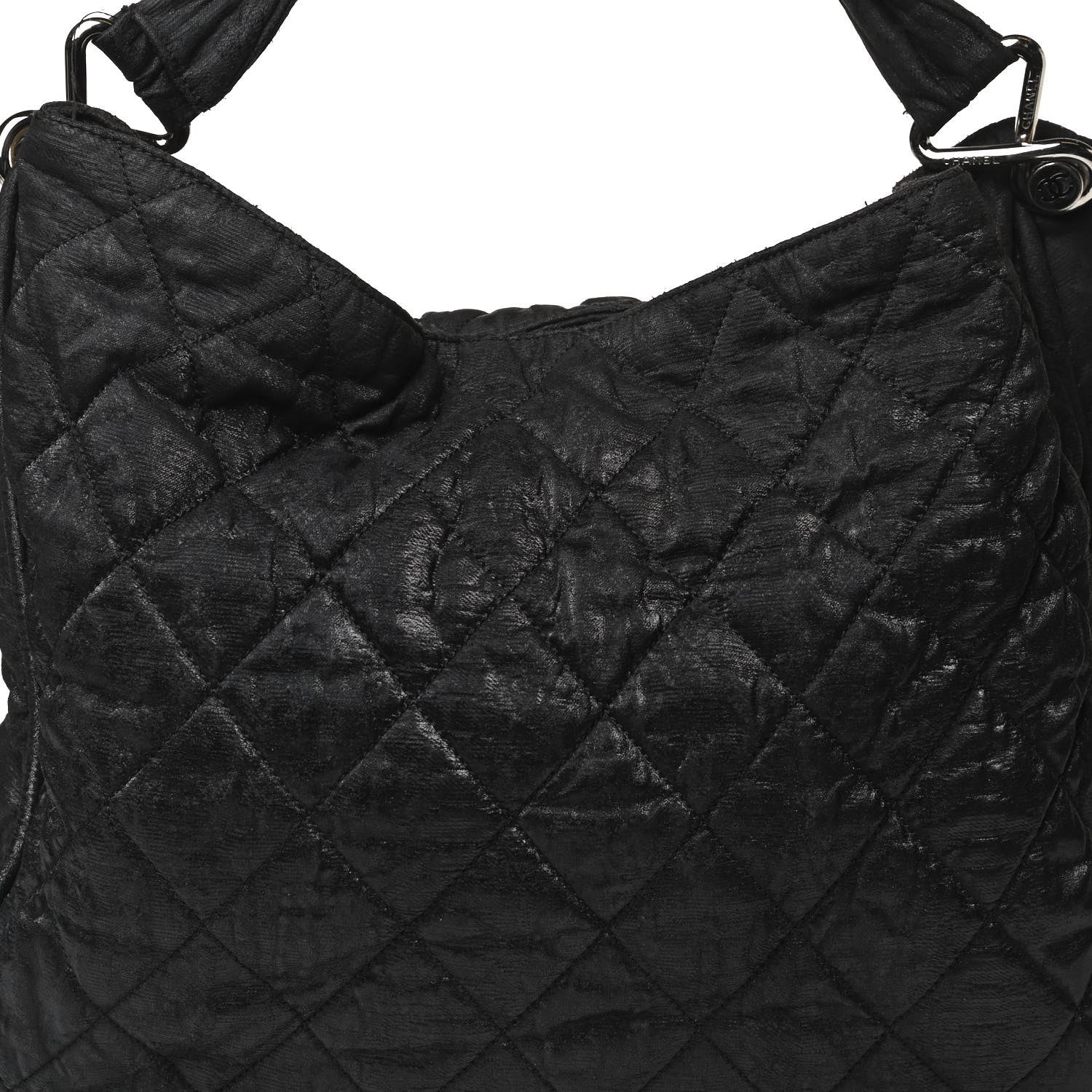 Chanel Crinkled Coated Canvas Le Marais Hobo Black 7 of 20