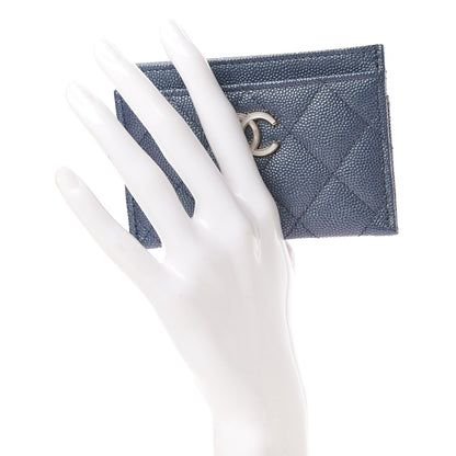 Chanel Iridescent Caviar Quilted Card Holder Dark Blue 2 of 9