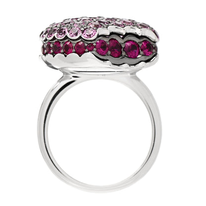Boucheron 18K White Gold Ruby Pink Sapphire Macaron Ring 54 6.75 3 of 8