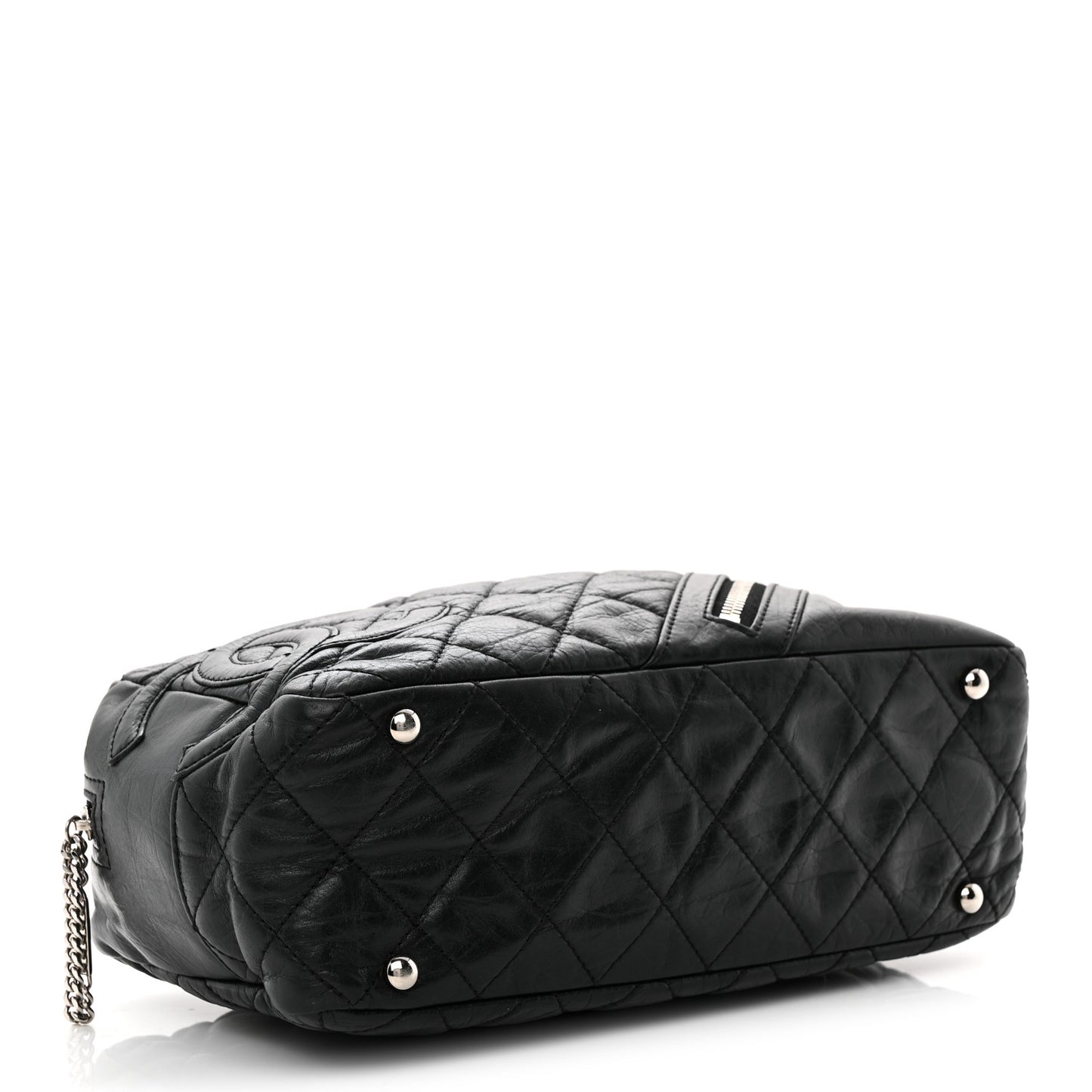Aged Calfskin Quilted Cotton Club Bowler Black