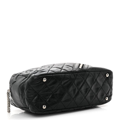 Chanel Aged Calfskin Quilted Cotton Club Bowler Black 4 of 10