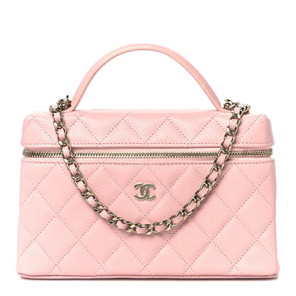 Chanel Caviar Quilted Top Handle Slim Vanity With Chain Light Pink 1 of 11