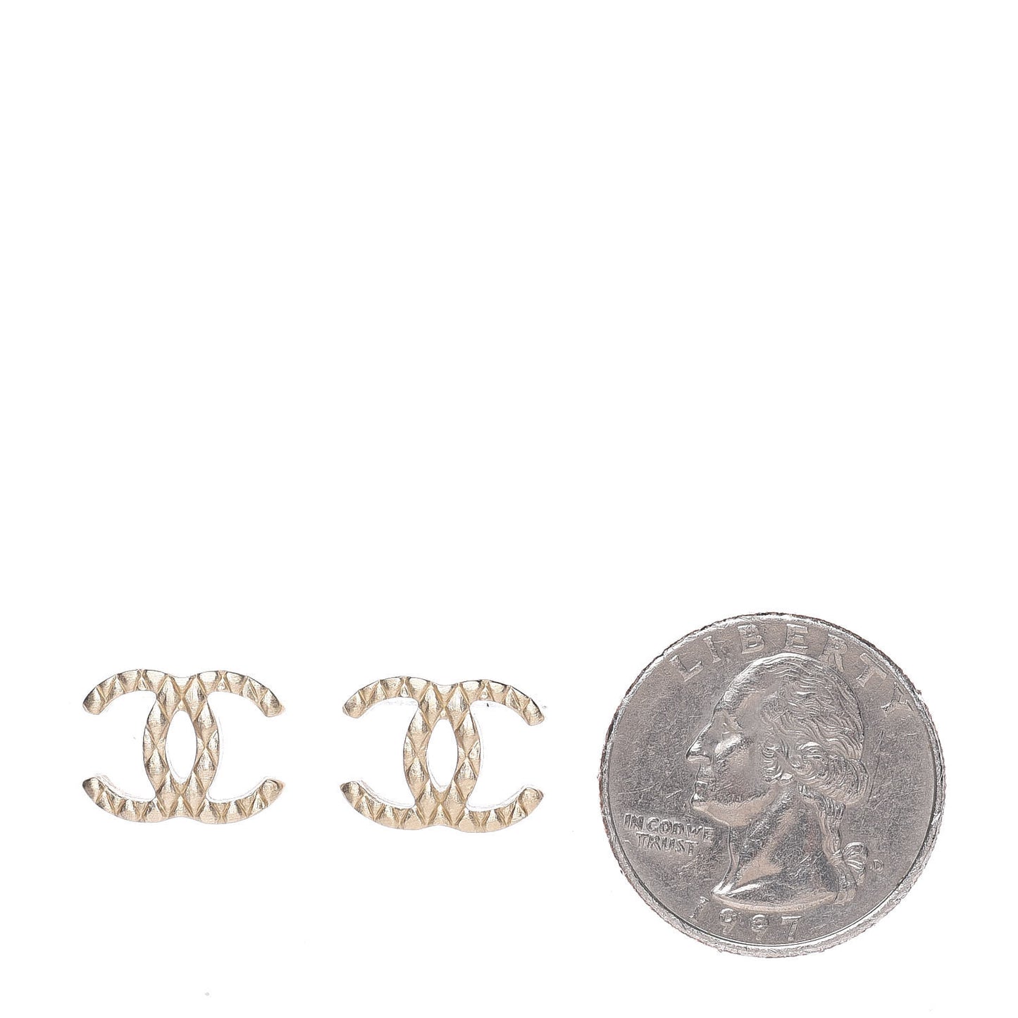 Quilted CC Earrings Gold