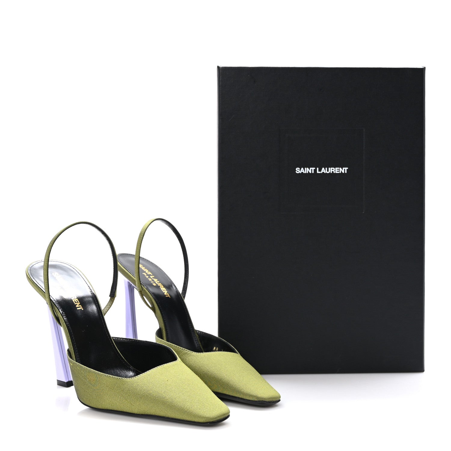 Saint Laurent Crepe De Chine Blade 105 Slingback Pumps 40 Lime 9 of 9