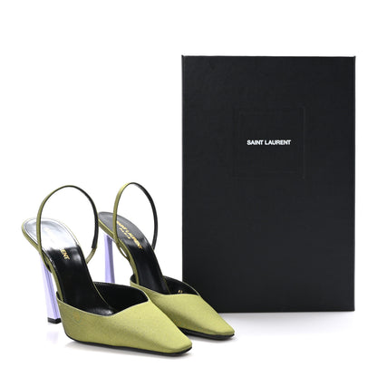 Saint Laurent Crepe De Chine Blade 105 Slingback Pumps 40 Lime 9 of 9