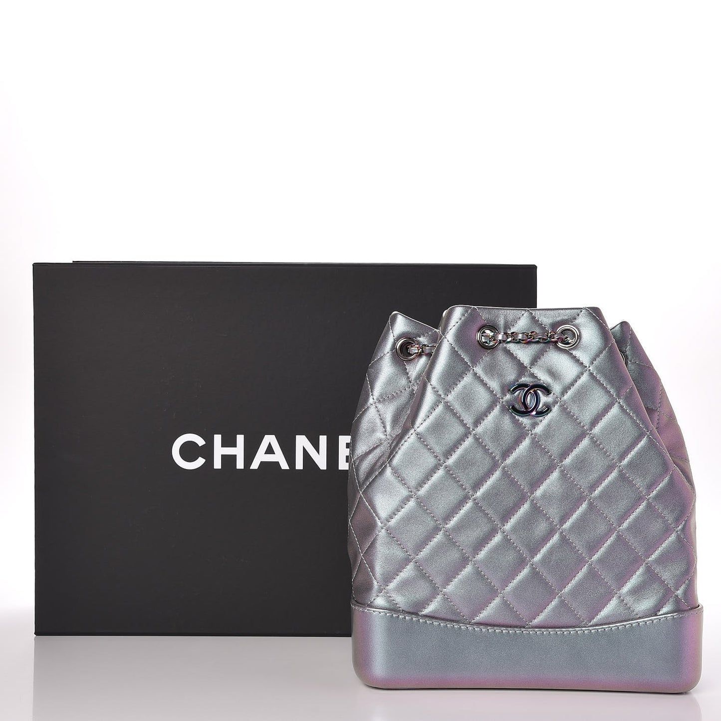 Iridescent Lambskin Calfskin Quilted Gabrielle Backpack Light Purple