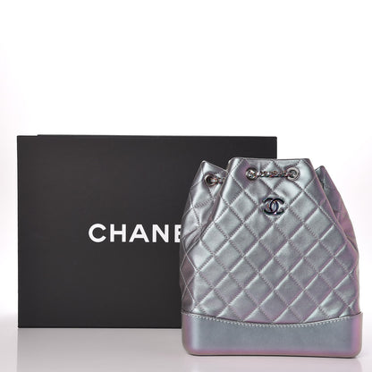 Chanel Iridescent Lambskin Calfskin Quilted Gabrielle Backpack Light Purple 8 of 8