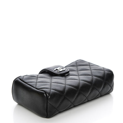 Chanel Lambskin Quilted Mini Phone Holder Clutch Black 4 of 7